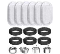 Zawaer Filtros De Fuente para Gatos,12 PCS Pet Fountain Filters,6 Filtros De Carbón Y 6 Filtro De Espuma Filtro De Repuesto,Filtros De Repuesto para Fuente De Gato para 3,2L Fuentes Acero Inoxidable