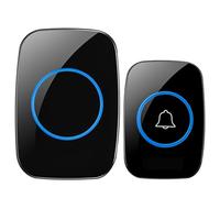 Zawaer Juego de timbre inalámbrico resistente al agua, alcance inalámbrico de 300 metros Timbre delantero con 60 melodías, 5 niveles de volumen y pantalla LED, negro