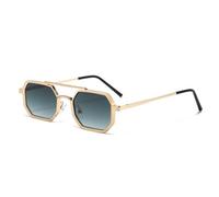 ZAWBNREOPC gafas de sol Gafas de sol estrechas con montura metálica, estilo polígono rectangular, for mujer y hombre, estilo retro, años 80 y 90, for la vuelta al cole.