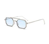 ZAWBNREOPC gafas de sol Gafas de sol estrechas con montura metálica, estilo polígono rectangular, for mujer y hombre, estilo retro, años 80 y 90, for la vuelta al cole.