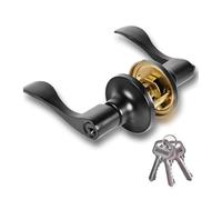 ZAWBNREOPC manilla puerta Cerradura de tirador de puerta en forma de onda de color negro mate, adecuada for dormitorios, baños y puertas de entrada, fabricada en aleación de zinc de alta resistencia.
