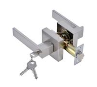 ZAWBNREOPC manilla puerta Palancas de entrada cuadradas, manijas de entrada con llave de servicio pesado con llaves iguales de níquel satinado, juegos de cerraduras reversibles(Silver)