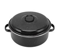 ZAWELIYO Bandeja para Asar Esmaltada con Tapa, Bandeja para Asar para Barbacoa Antiadherente Negra para Batatas, Castañas, Carne, Horno Doméstico Seguro para Hornear con Rejilla, (Cubierta de hierro