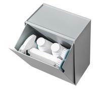 ZAWELIYO Caja de Almacenamiento Montada en la Pared, Diseño de Tapa Abatible de Gran Capacidad para Hisopo de Algodón, Pañuelos de Hilo, Organizador de Baño de Plástico de 9,4x8,0x4,9 Pulgadas (Gris)