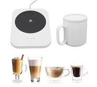 ZAWELIYO Calentador de Tazas Inteligente, Posavasos Calefactor Alimentado por USB, Control de Temperatura de 3 Engranajes con Función de Memoria para Todas Las Tazas de Fondo Plano (Blanco)