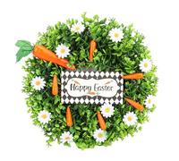 ZAWELIYO Corona de Pascua de 15,7 Pulgadas, Decoración de Puerta de Zanahorias y Margaritas Artificiales