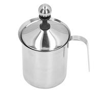 ZAWELIYO Espumador de Leche de Acero Inoxidable de 800 Ml, Fabricante de Espuma de Leche Cremosa, Espumador de Leche Manual con Bomba Manual con Doble Capa de Resistencia Al Calor para