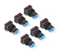 ZAWELIYO Interruptor de Botón Pulsador de 25 Uds con Bloqueo Automático de Luz para Equipos de Automatización Material ABS Tamaño de 16mm (Roja)