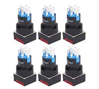 ZAWELIYO Interruptores de Botón de Bloqueo Automático, 25 Piezas, Latón ABS Duradero, Botón Pulsador de Luz de 8 Pines, 12 V para Equipos de Automatización (Roja)