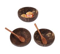 ZAWELIYO Juego de Cuencos de Cáscara de Coco Antiguo, Diseño único, Resistente Al Calor, Seguro para la Cocina del Hogar, 2 Juegos, Material de Cáscara de Coco
