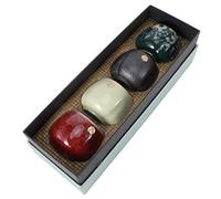 ZAWELIYO Juego de Tazas de té Horneadas en Horno de Cerámica Retro de Estilo Japonés para Degustación de té Familiar, 4 Uds. (Felicidad continua)