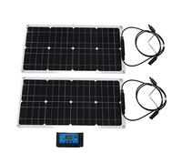 ZAWELIYO Kit de Cargador Solar de 50 W, Paneles Fotovoltaicos Duales Impermeables con Controlador de 30 A para Uso en Exteriores e Invernaderos