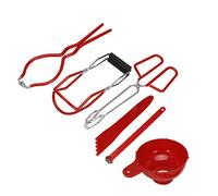 ZAWELIYO Kit de Enlatado Pinzas Antideslizantes para Alimentos Levantador de Tapa Magnético para Uso Seguro en la Cocina Juego de 6 Piezas de Acero Inoxidable de Silicona (Rojo)