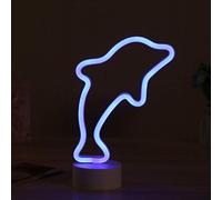 ZAWELIYO Lámpara de Mesa con Luz Nocturna LED de Neón con Forma de Delfín Pequeño, Fácil de Instalar, para el Día de San Valentín, Navidad, Fiesta de Cumpleaños, PVC, Rosa