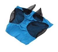 ZAWELIYO Máscara contra Moscas de Malla para Caballos, Equipo Ecuestre Elástico Transpirable para Montar, Mascarilla Protectora para los Oídos con Anti para Caballos, Ponis, Tejido de Punto (Azul)
