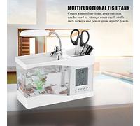 ZAWELIYO Mini Pecera Recargable por USB, Luz LED Multifuncional para Acuario, Sala de Estar, Dormitorio, Oficina, Plástico Negro, 10,43x4,92x5,51 Pulgadas (Blanco)