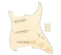 ZAWELIYO Pickguard Cargado con SSS con Camionetas Alnico V, Kit de Chalagas Stratocaster Precedido para Guitarra Eléctrica, Crema Vintage, Interruptores y Controles de 5 Vías