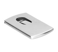 ZAWELIYO Portatarjetas de Visita de Acero Inoxidable, Organizador de Almacenamiento de Tarjetas de Identificación de Empuje Manual Duradero para Uso Diario y Profesional, Plata, Tamaño Compacto