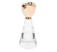 ZAWELIYO Portavelas Acrílico Elegante en Forma de Corazón para Vela sin Llama de té Cónico, Centro de Mesa de Cena Romántica para Fiesta de Boda de Navidad, Transparente 4,5x15x6cm (Oro)