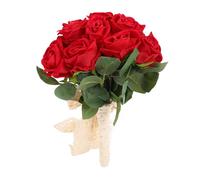 ZAWELIYO Ramo de Boda Artificial, Rosas de Seda Realistas, Diseño Minimalista a Prueba de Decoloración para Decoración Nupcial, 9,8x11,8 Pulgadas (Rojo)