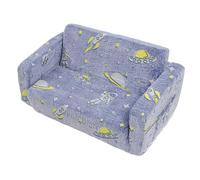 ZAWELIYO Sofá Plegable para Niños, sofá de Lectura de 2 Asientos con Espuma Viscoelástica de Terciopelo Oscuro Brillante para Aprender, Funda Extraíble para Niños Pequeños y Hermanos (Azul)