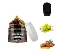 Zawina Morocco Black Beldi Soap - Jabón negro con argán y rosa, Body Scrub y Guante