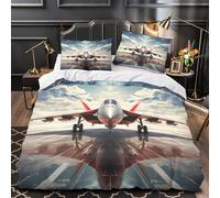 ZAWPPEUIO 3 Piezas Microfibra de poliéster Jet Fighter Funda Edredon Estampado 3D Funda Almohada Suave Modern Military Aircraft Funda Edredon for jóvenes Double（200x200cm）