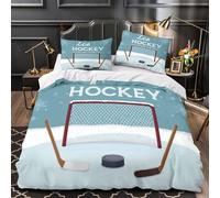 ZAWPPEUIO 3 Piezas Microfibra Ice Hockey Gear Funda de Edredón Impresión 3D Funda Almohada Antibacteriana Invierno Sports Juego Fundas Edredón Cremallera for niños Single（135x200cm）