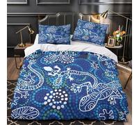 ZAWPPEUIO 3 Piezas Microfibra Impresión 3D Blue Dot Juego Fundas Edredón Diseño 3D Funda Almohada Antibacteriana Aboriginal Funda de Edredón for Adultos Single（140x200cm）