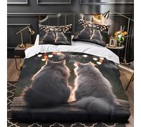 ZAWPPEUIO 3 Piezas Microfibra Impresión 3D Cats in Amor Juego Fundas Edredón Diseño 3D Fundas Almohada Lavables He Lights Decor Funda de Edredón for Familia Single（135x200cm）