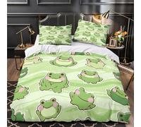 ZAWPPEUIO 3 Piezas Microfibra Impresión 3D Cute Frogs Juego Fundas Edredón Diseño 3D Fundas Almohada Lavables Kawaii Coon Funda de Edredón for Familia Super King（260x220cm）