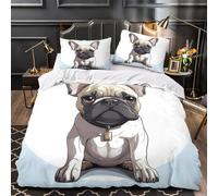 ZAWPPEUIO 3 Piezas Microfibra Impresión 3D French Bulldog Cute Juego de Fundas para Edredón Funda Almohada a Juego Lavables Coon Pet Funda Edredon for Adolescentes Super King（260x220cm）