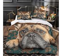 ZAWPPEUIO 3 Piezas Microfibra Impresión 3D French Bulldog Juego de Fundas para Edredón Funda Almohada a Juego Lavables Cute Pet Portrait Funda Edredon for Adolescentes Double（200x200cm）