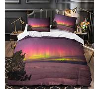 ZAWPPEUIO 3 Piezas Microfibra Impresión 3D Northern Lights Funda de Edredón Cremallera Fundas Almohada Transpirable Aurora Borealis Juego Fundas Edredón for niños Double（200x200cm）