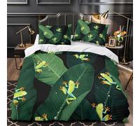 ZAWPPEUIO 3 Piezas Microfibra Rainforest Frogs Fuego Fundas Edredón Estampado 3D Fundas Almohada Antibacteriana Tropical Animal Funda Edredon for Adultos Single（135x200cm）