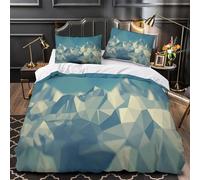 ZAWPPEUIO 3 Piezas Microfibra Suave Montaña Juego Fundas Edredón Estampado 3D Fundas Almohada Antibacteriana Low Poly Funda de Edredón Cremallera Oculta for Familia King（220x240cm）