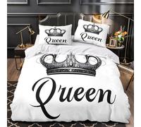 ZAWPPEUIO 3 Piezas Microfibra Suave Queen Crown Juego Fundas Edredón Estampado 3D Funda Almohada Lavables Black White Tattoo Funda de Edredón for Adolescentes Single（140x200cm）