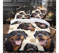 ZAWPPEUIO 3 Piezas Microfibra Suave Rottweiler Faces Funda de Edredón Impresión 3D Fundas Almohada Lavables Coon Pet Juego Fundas Edredón Cremallera Oculta for Ancianos King（220x240cm）