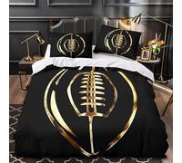 ZAWPPEUIO Juego 3 Piezas Microfibra American Football Fuego Fundas Edredón Impresión 3D Cremallera Funda Almohada Antialérgica Sport Juego Fundas Edredón for Ancianos King（220x240cm）