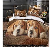 ZAWPPEUIO Juego 3 Piezas Microfibra Cute Puppy Faces Funda Edredon Impresión 3D Cremallera Oculta Fundas Almohada Antibacteriana Adorable Pet Funda Edredon for Familia Super King（260x220cm）