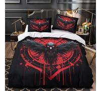 ZAWPPEUIO Juego 3 Piezas Microfibra Dark Raven Funda Edredon Impresión 3D Cremallera Oculta Fundas Almohada Antibacteriana Gothic Mystical Funda Edredon for Familia Single（140x200cm）