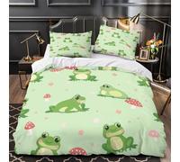 ZAWPPEUIO Juego 3 Piezas Microfibra Impresión 3D Cute Frogs Juego Fundas Edredón Estampado 3D Funda Almohada Antibacteriana Coon Animal Funda Edredon for Familia King（220x240cm）