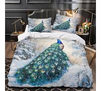 ZAWPPEUIO Juego 3 Piezas Microfibra Peacock in Snow Fuego Fundas Edredón Estampado 3D Fundas Almohada Antibacteriana Naturaleza Wildlife Painting Funda Edredon for Ancianos Double（200x200cm）