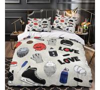ZAWPPEUIO Juego 3 Piezas Microfibra Suave Ice Hockey Gear Funda de Edredón Estampado 3D Fundas Almohada Antibacteriana Sports Funda Edredon for Adolescentes Super King（260x220cm）