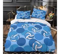 ZAWPPEUIO Juego 3 Piezas Microfibra Volleyball Funda de Edredón Impresión 3D Cremallera Oculta Fundas Almohada Antialérgica Blue Polka Dot Funda Edredon for niños y niñas King（220x240cm）