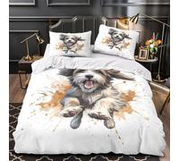 ZAWPPEUIO Tres Piezas Microfibra Cute Perro Running Funda Edredon Impresión 3D Funda Almohada Suave Watercolor Ilustración Funda Edredon for Ancianos Single（135x200cm）