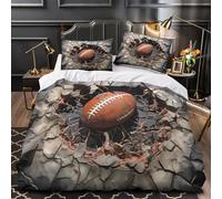 ZAWPPEUIO Tres Piezas Microfibra de poliéster American Football Funda Edredon Estampado 3D Funda Almohada Suave Sport Funda Edredon for Adultos Super King（260x220cm）