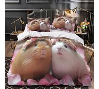 ZAWPPEUIO Tres Piezas Microfibra de poliéster Cute Guinea Pigs Funda Edredon Cremallera Oculta Fundas Almohada Transpirable Floral Crown Funda Edredon for Ancianos King（220x240cm）
