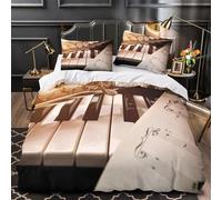 ZAWPPEUIO Tres Piezas Microfibra de poliéster Flute Music Sheet Funda Edredon Estampado 3D Fundas Almohada Antibacteriana Classical Instrumental Funda Edredon for jóvenes Single（135x200cm）