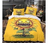 ZAWPPEUIO Tres Piezas Microfibra de poliéster Sunflower Monster Funda Edredon Diseño 3D Funda Almohada Transpirable Coon Horror Juego Fundas Edredón for Familia Super King（260x220cm）
